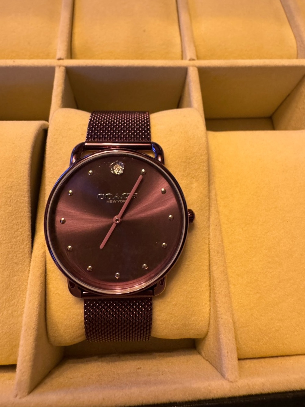 Coach New York Round Mesh Strap Watch - Plum